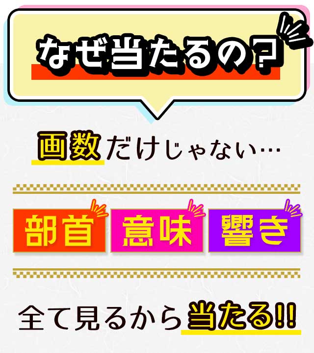 なぜ当たるの？画数だけじゃない…部首　意味　響き全て見るから当たる!!